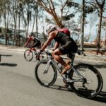 Triathlon - three cyclists on road