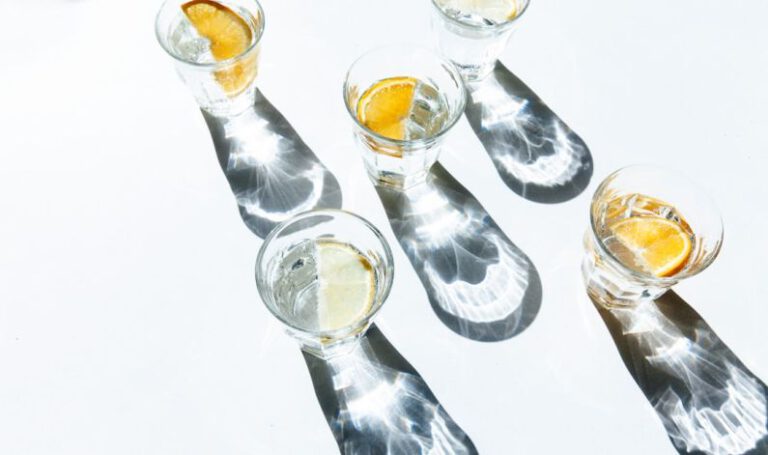 Hydration Drink - five clear shot glasses