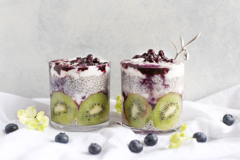 Healthy Dessert - two fruit beverages on glass cups